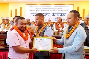 प्रेस युनियन काभ्रेको नवनिर्वाचित पदाधिकारीको पदस्थापन