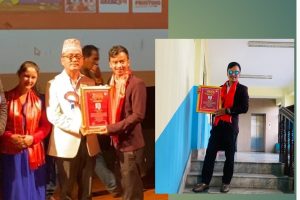 राजेन्द्र लिङ्देनको हातबाट पत्रकारिता सम्मान दिनेश भण्डारीलाई