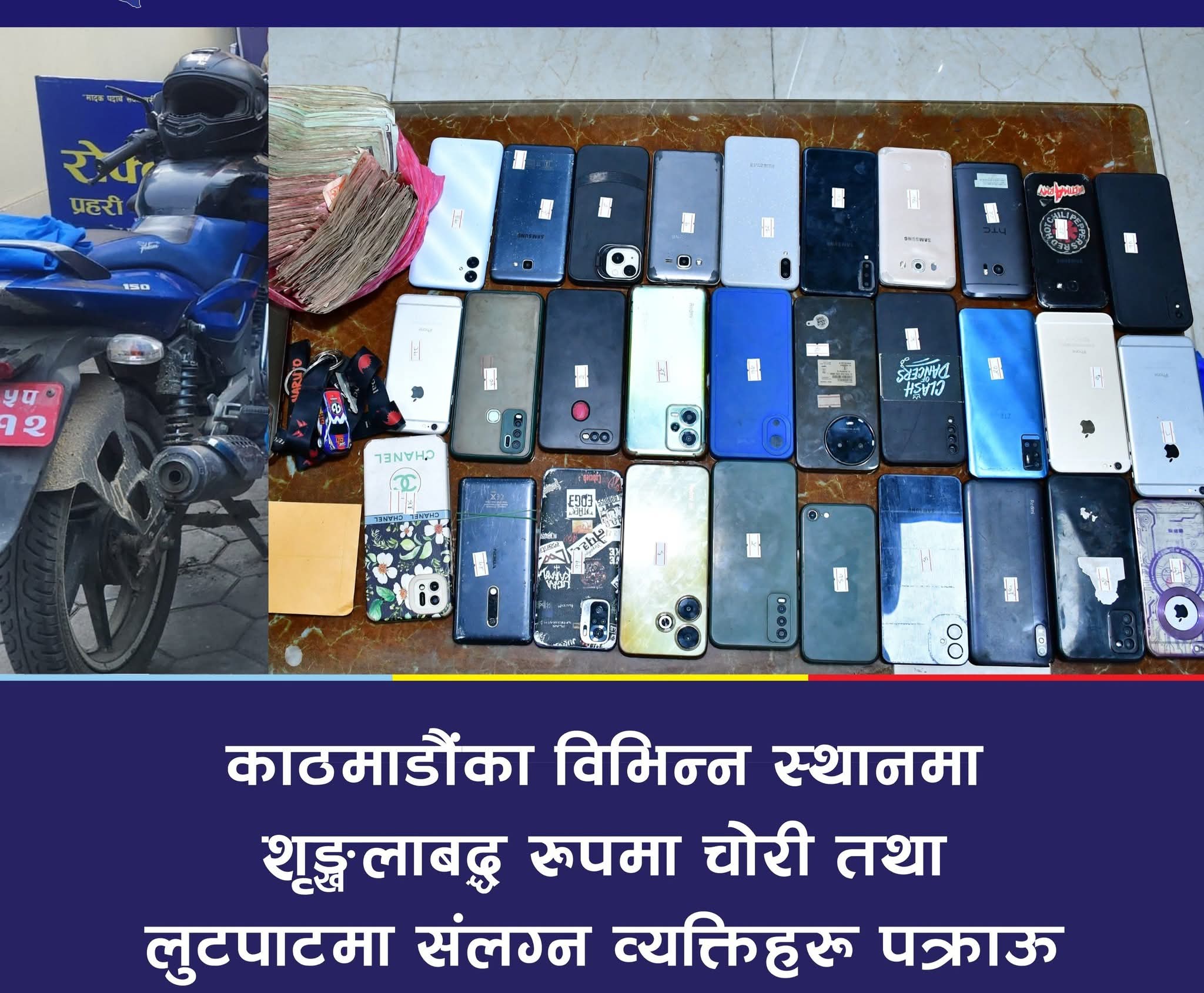काठमाडौं उपत्यकामा हिँड्दा हिँड्दै मोबाइल, पर्स जस्ता सामान लुटपाट गर्ने गिरोहका तीनजना प्रहरी नियन्त्रणमा