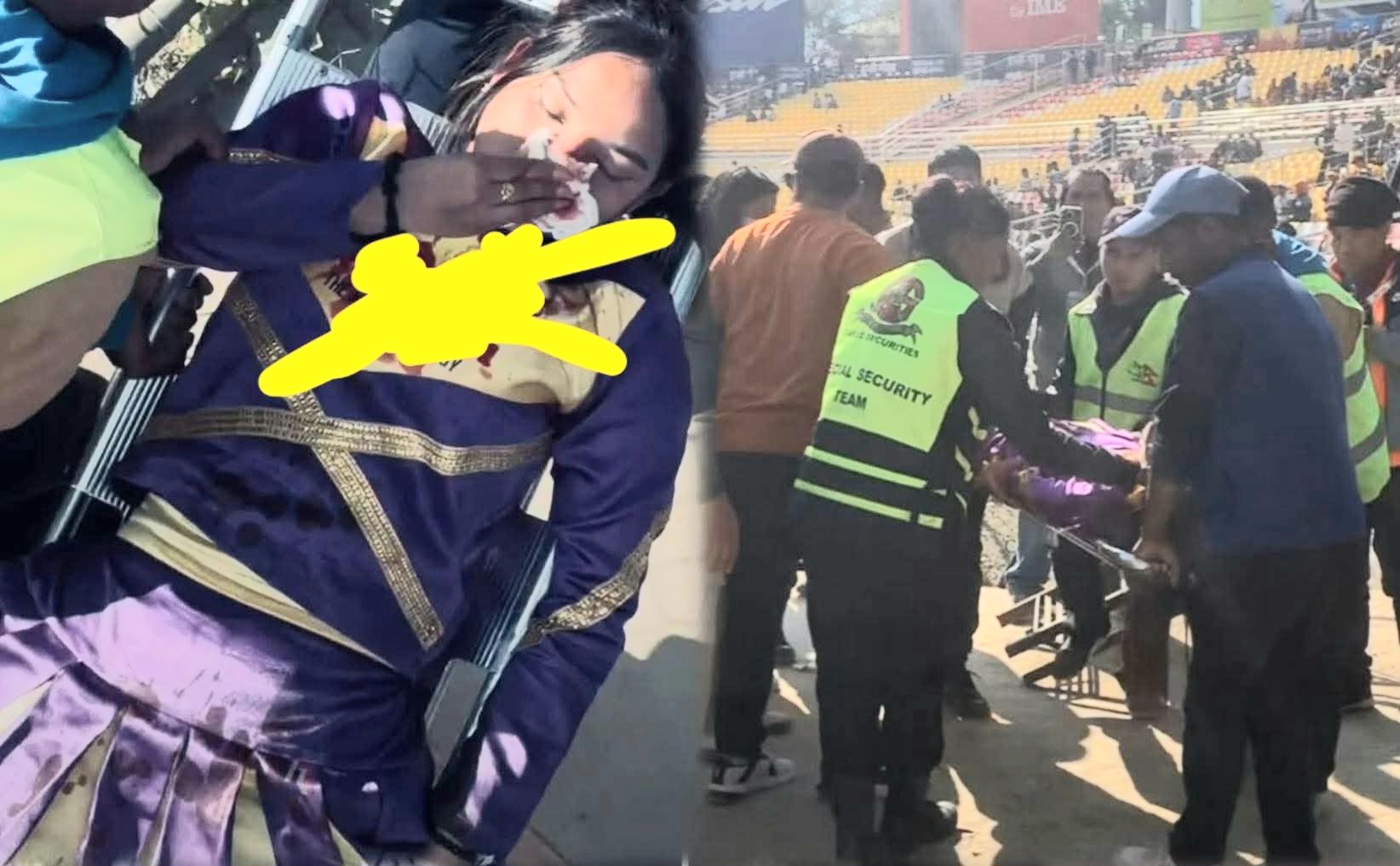 जनकपुरविरुद्धको खेलमा कुशल मल्लको छक्का लागेर चियर लिडर घाइते