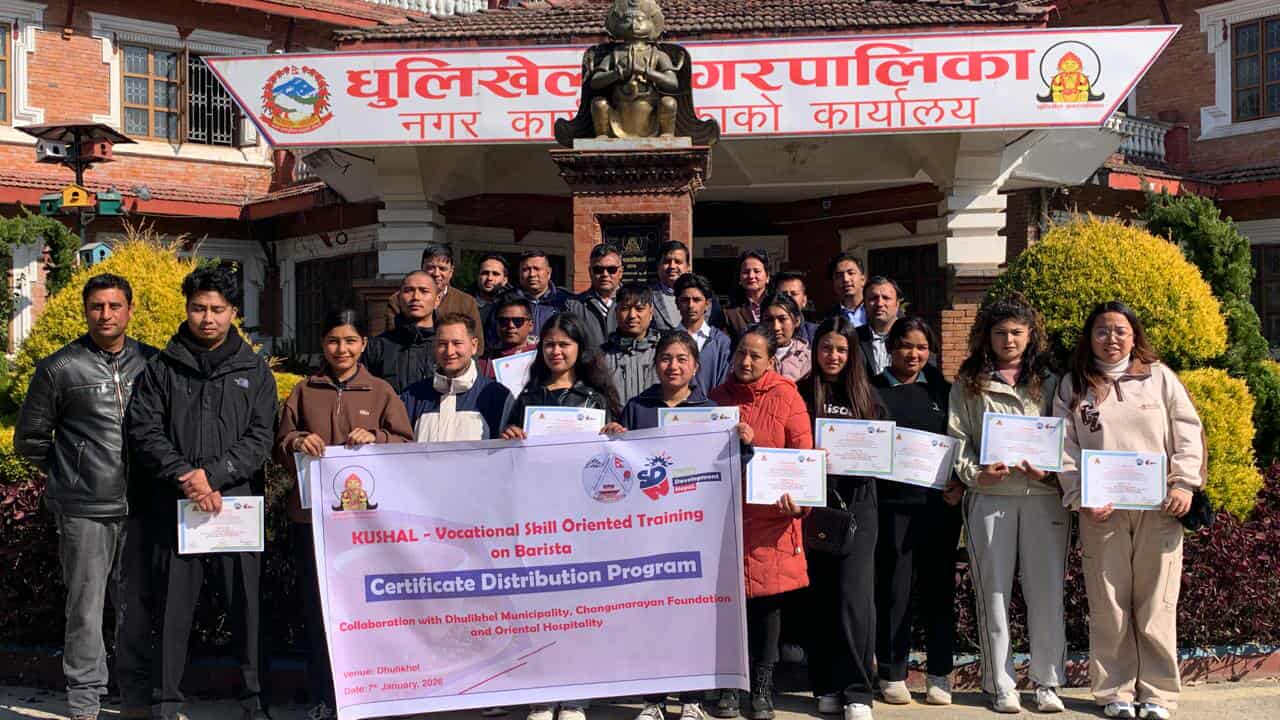 ५ महिनाको OJT सहितको बारिष्टा तालिम सम्पन्न, सहभागीलाई प्रमाणपत्र वितरण