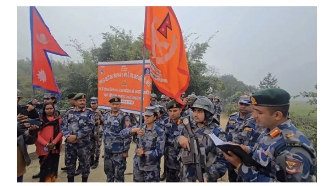 सुनसरी पुग्यो शसस्त्र प्रहरीको झण्डा मार्चपास