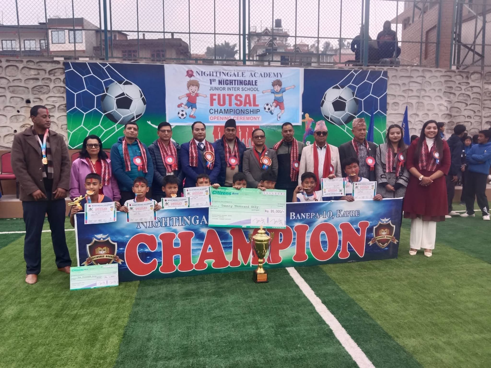 प्रथम नाइटिङ्गेल अन्तरविद्यालय फुटसल प्रतियोगिता–२०८२ सम्पन्न, नाइटिङ्गेल एकेडेमी च्याम्पियन